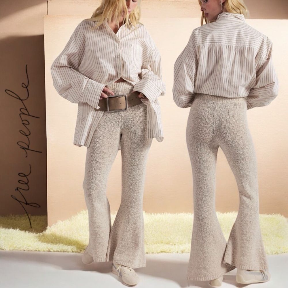 Free People Women’s Wisteria Sweater Flare Pants in the Size X-Large in Ivory